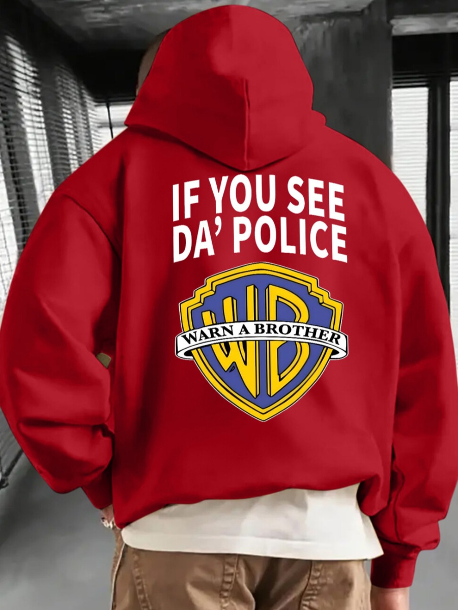 LW Men Pattern Letter Hoodie