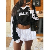 LW Casual Tatting Sweat Turndown Collar Patchwork 