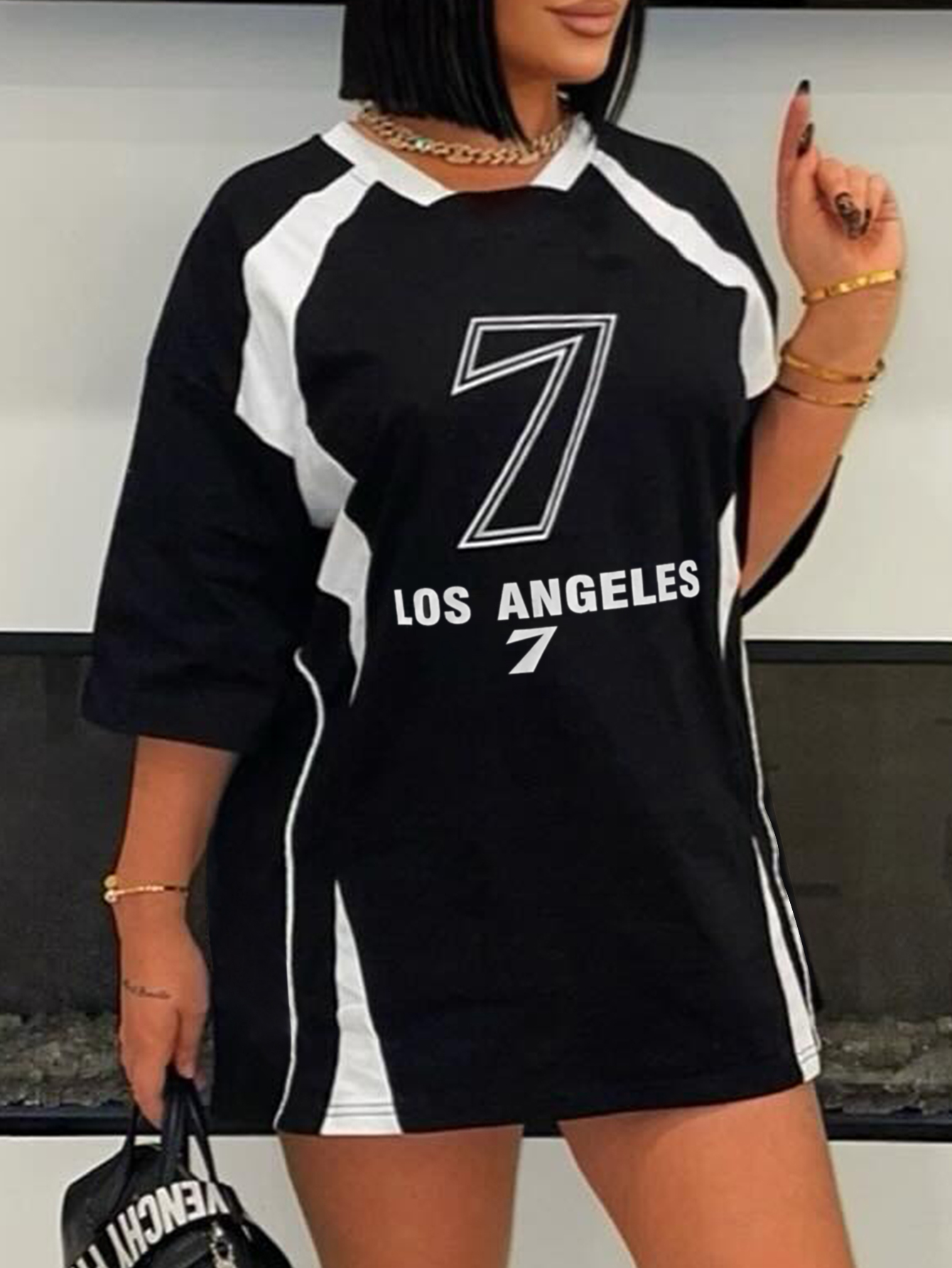 LW Patchwork Letter Mini Dress