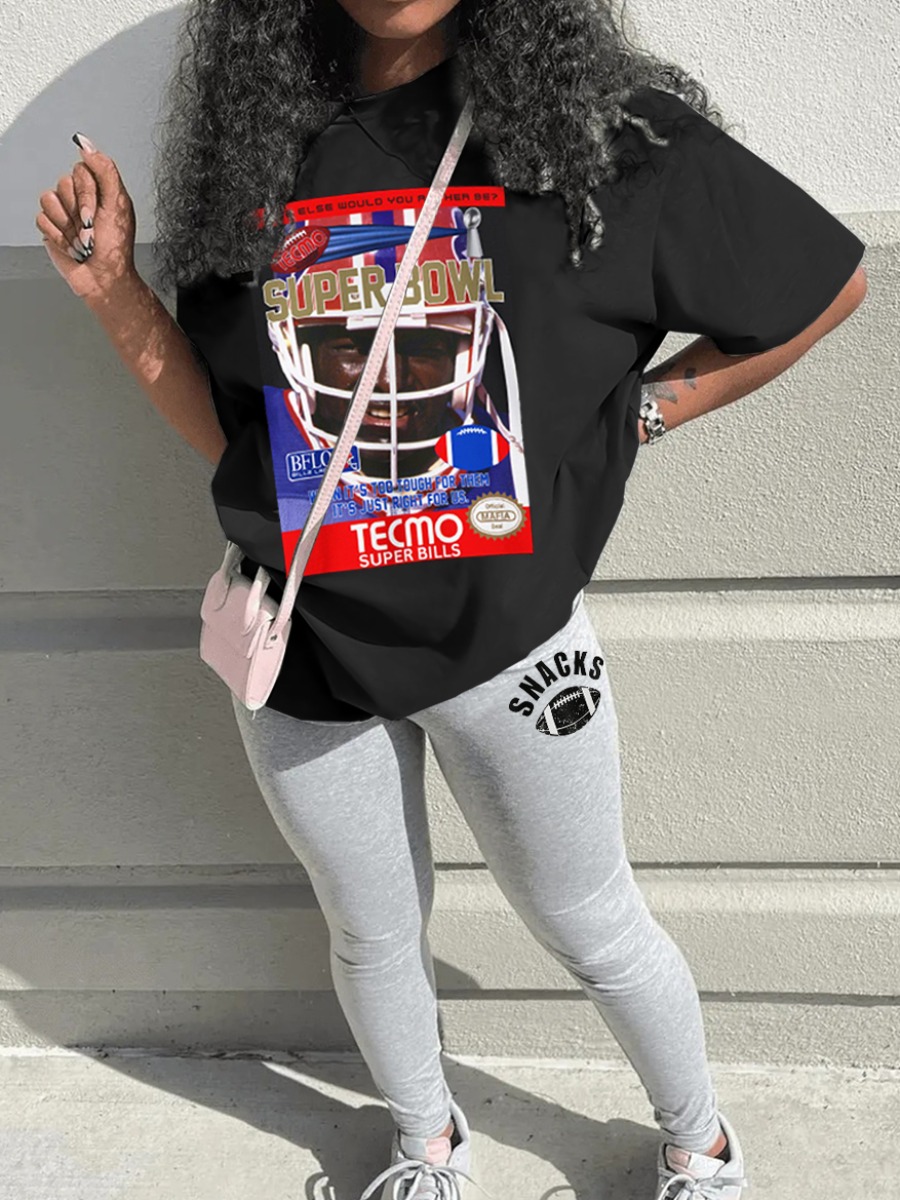 LW Sporty Polyester Round Neck Pattern Figure Lett