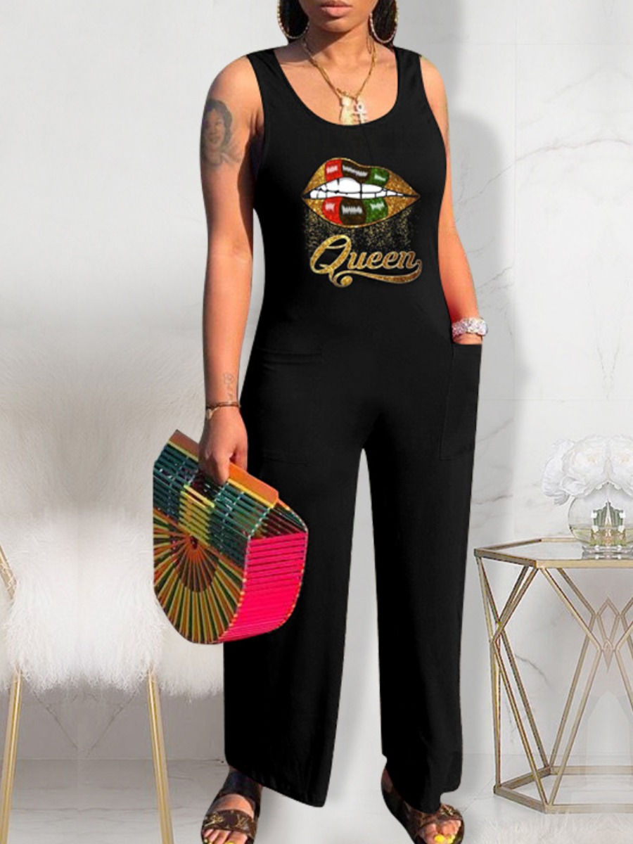 LW Pattern Lip Print Jumpsuit