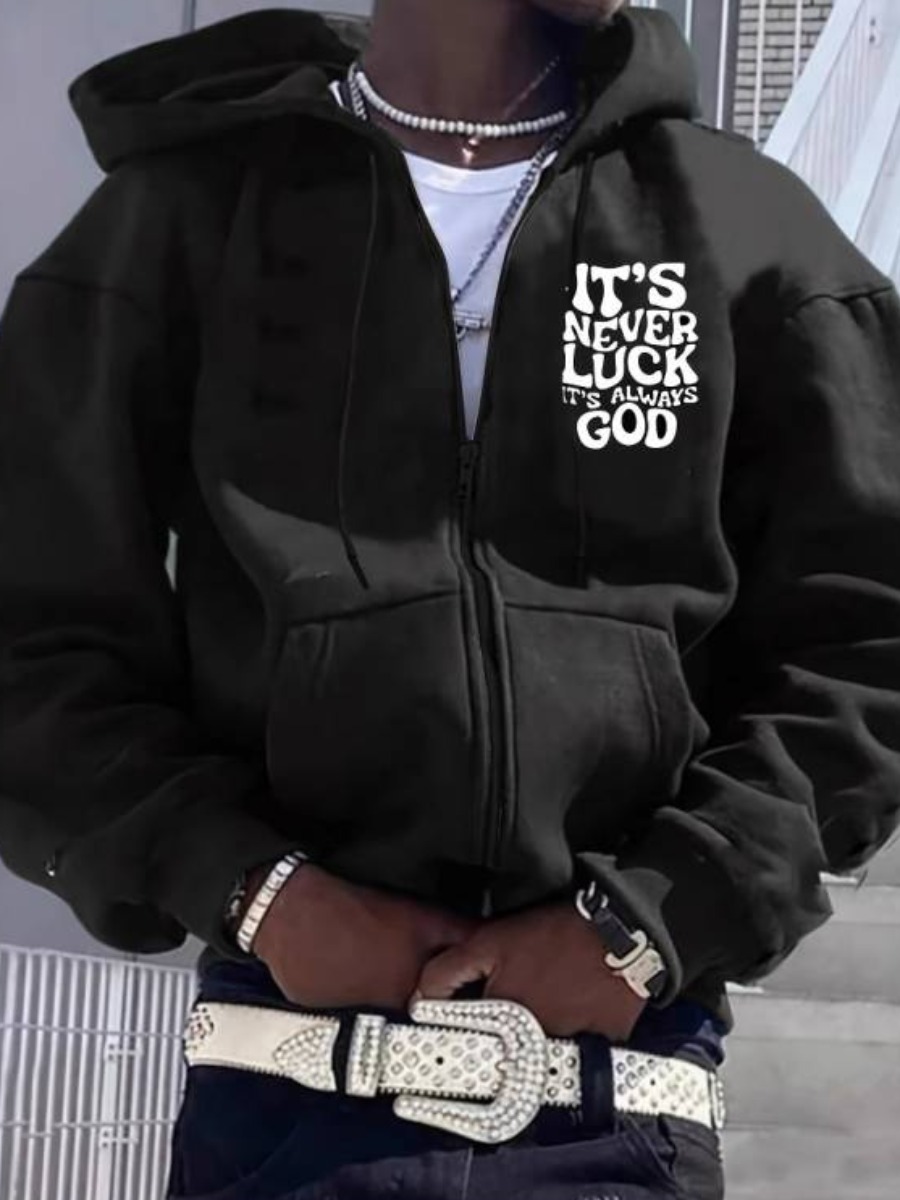 LW Men Zipper Design Letter Jacket