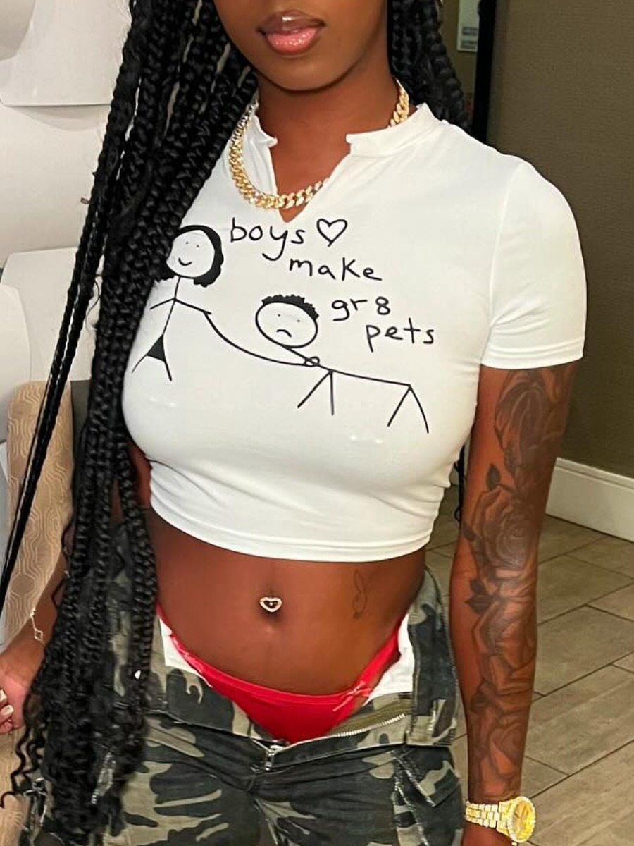 LW Pattern Cartoon Print T-shirt