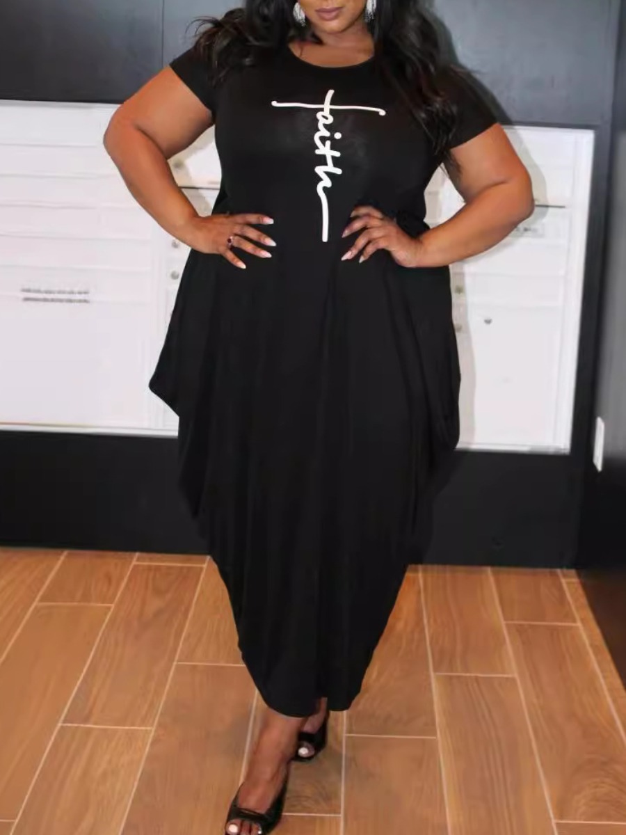 LW Plus Size Pattern Solid Color Dress