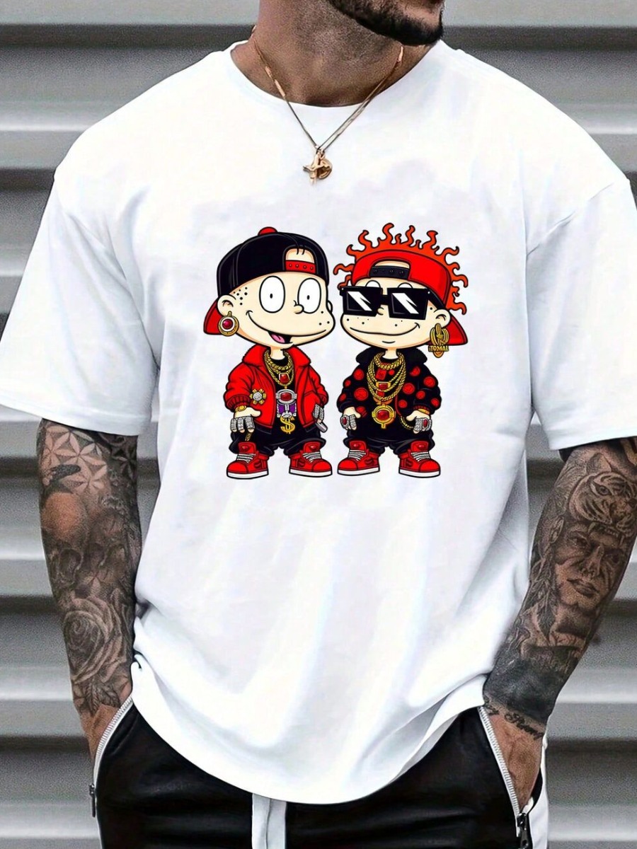 LW Men Pattern Cartoon Print T-shirt