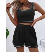 LW COTTON Casual Round Neck Basic Solid Color Slee