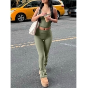 LW BASICS Casual Polyester U Neck Solid Color Slee