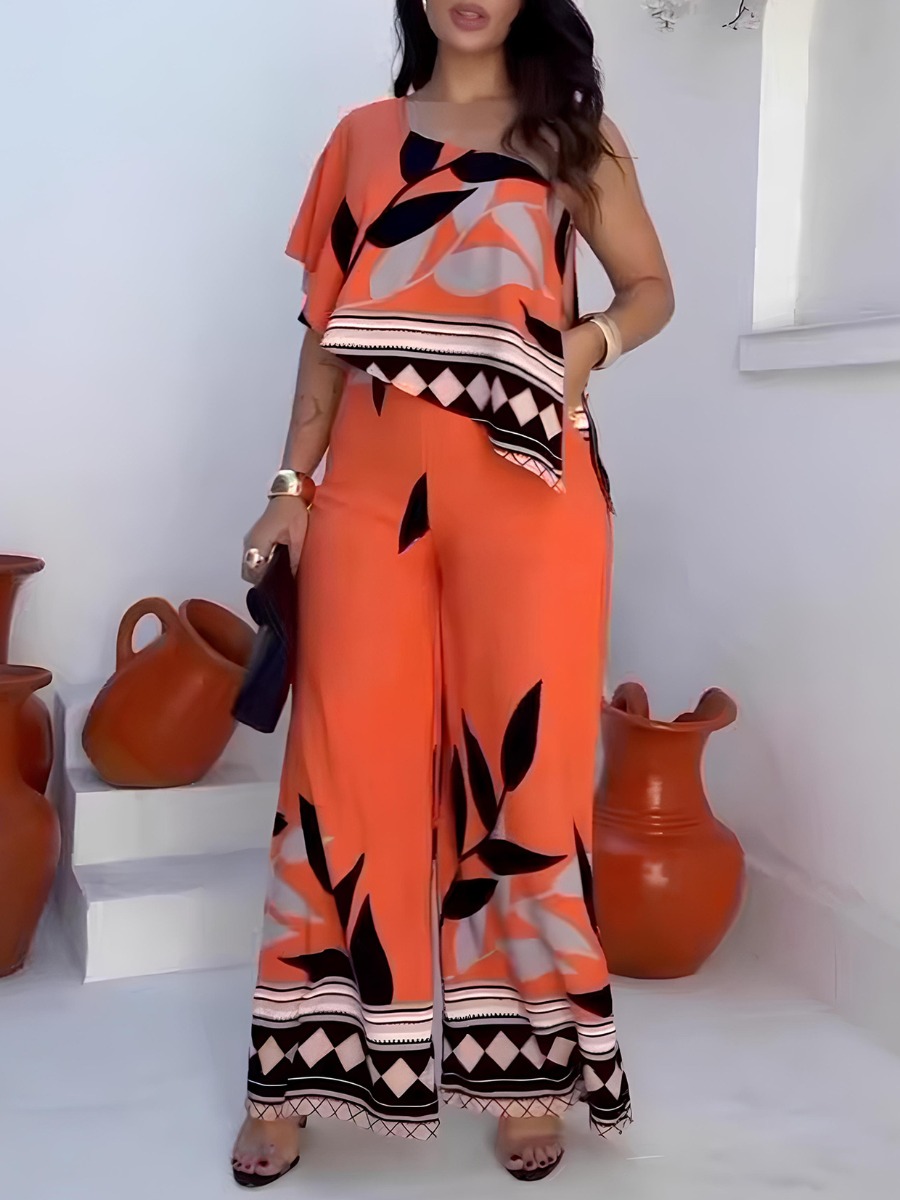 LW Plus Size Asymmetrical Mixed Print Geometric Pa