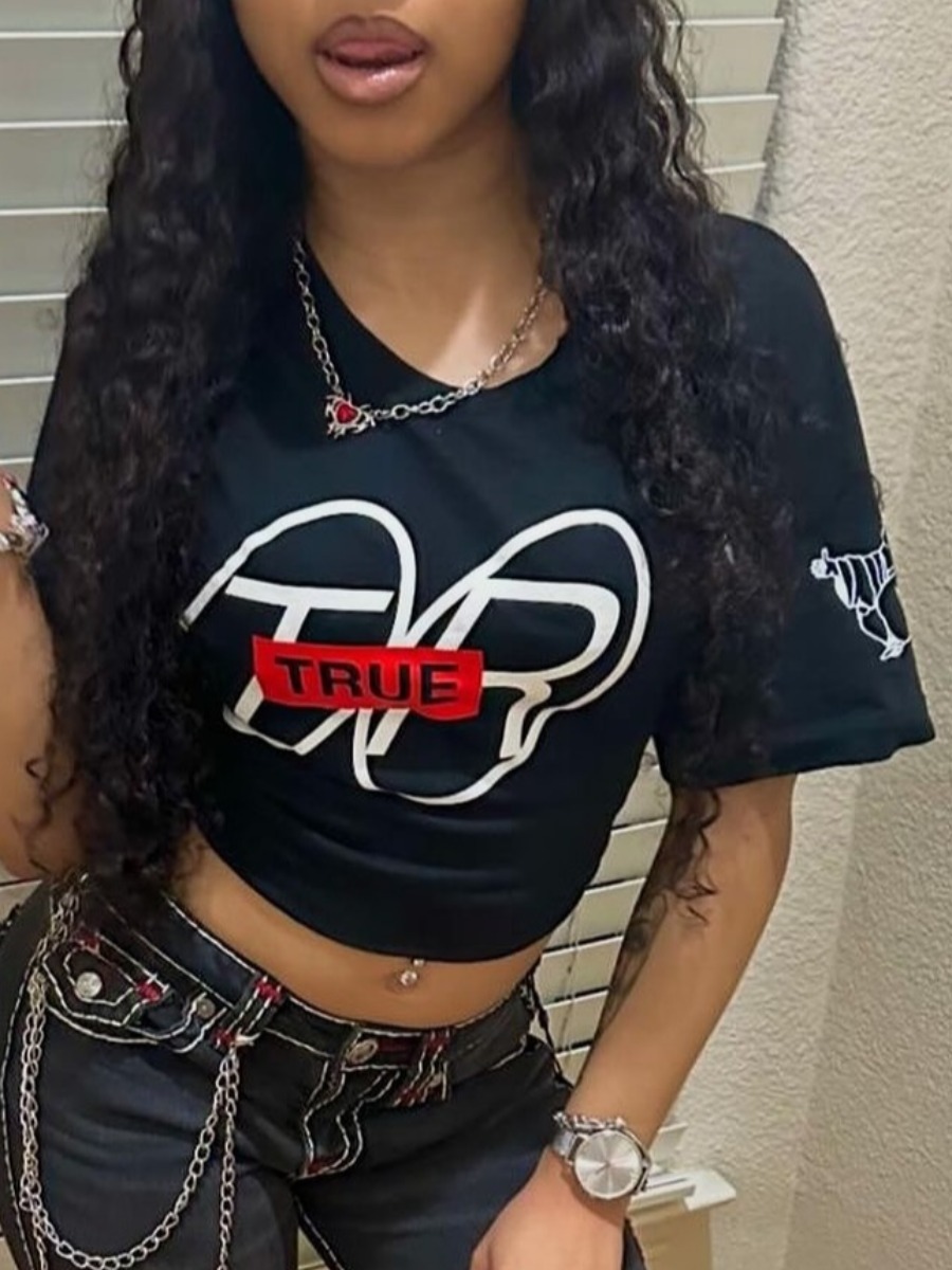 LW Pattern Mixed Print Letter T-shirt