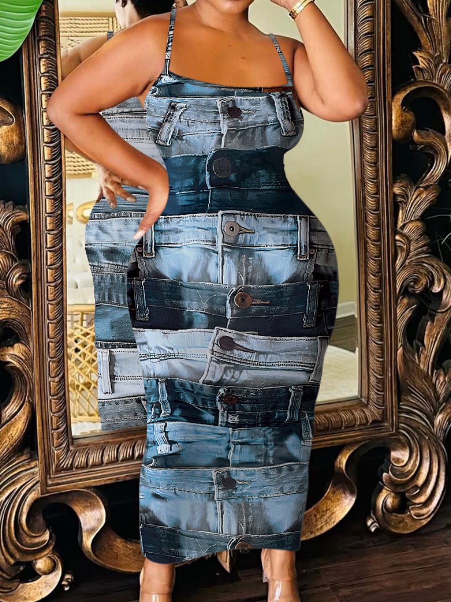 LW Plus Size Pattern Mixed Print Dress
