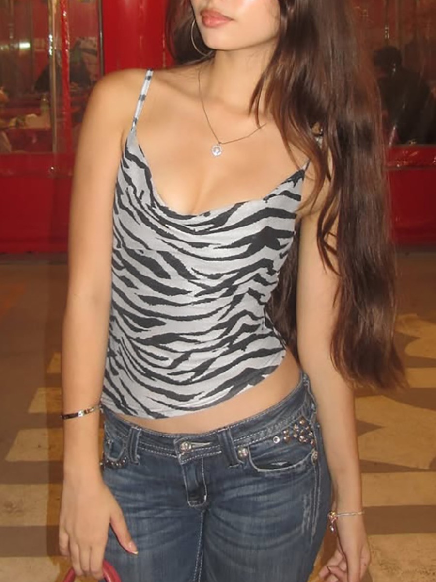 LW Pattern Zebra Striped Camisole&Tank Top
