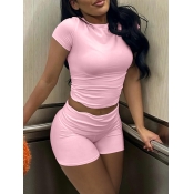 LW BASICS Casual Modal Round Neck Solid Color Shor