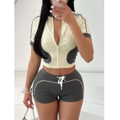 LW Casual Sweat Mandarin Collar Zipper Design Colo