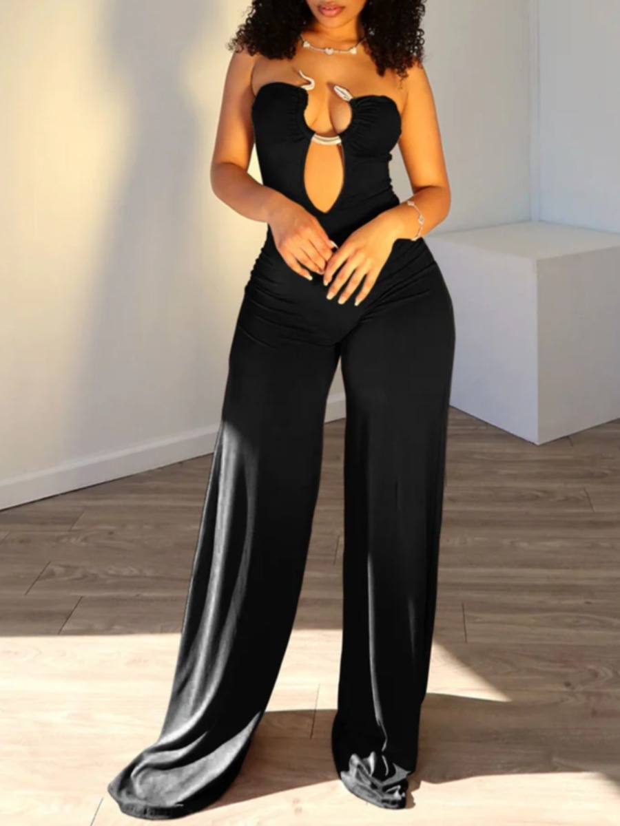 LW Cut Out Solid Color Jumpsuit