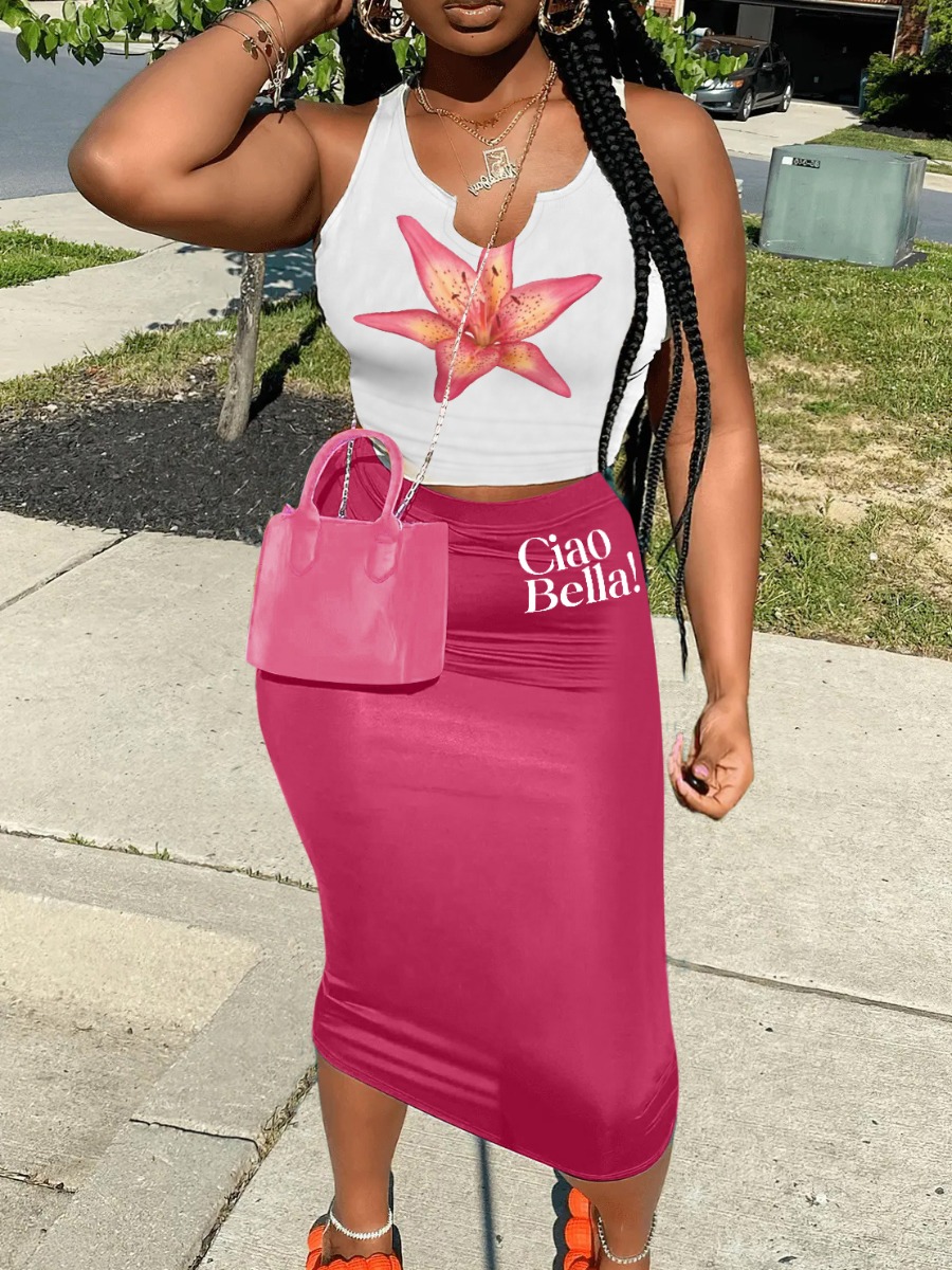 LW Vacation Polyester Collarless Pattern Floral Sl