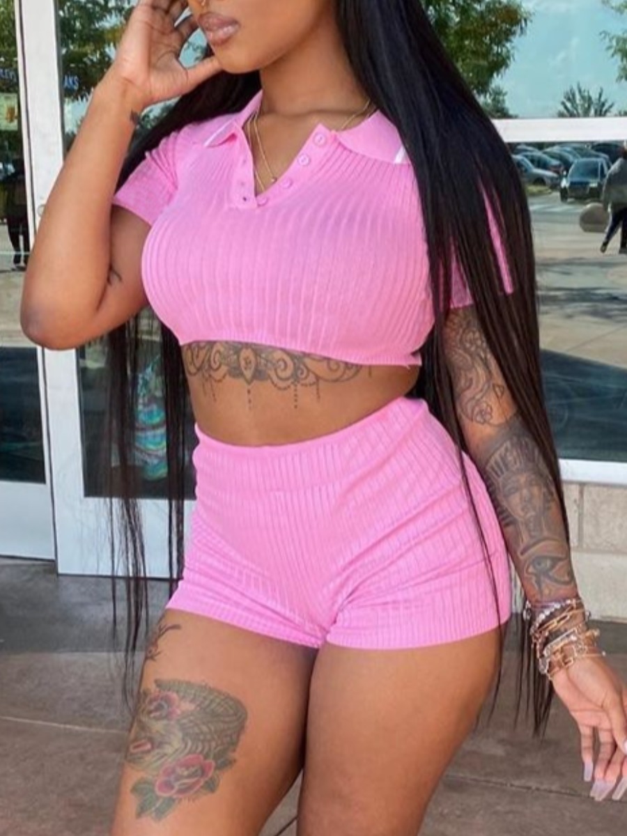 LW BASICS Casual Polyester Turndown Collar Solid C