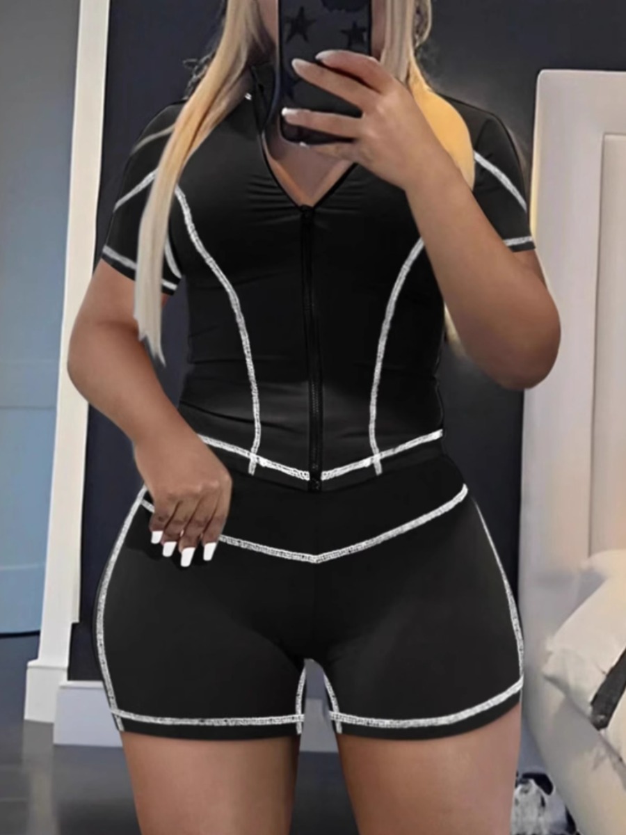 LW BASICS Casual Polyester Round Neck Solid Color 