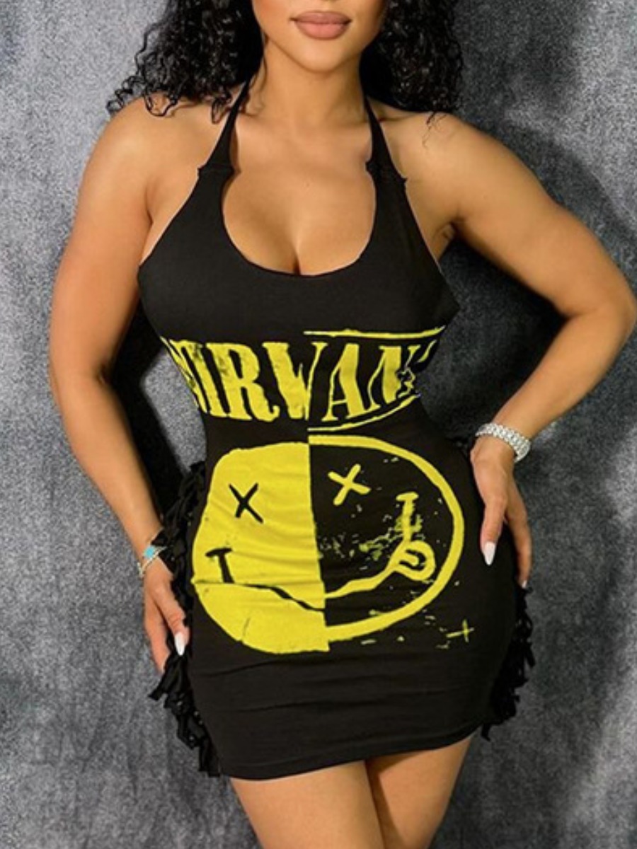 LW Backless Letter Mini Dress