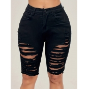 LW Ripped Raw Edge Straight Denim Shorts
