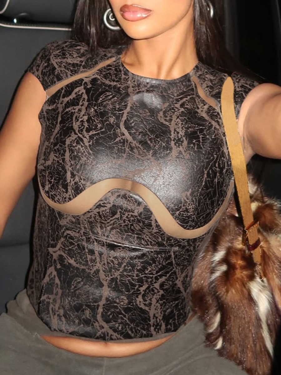 LW SXY Mesh Patchwork Others T-shirt