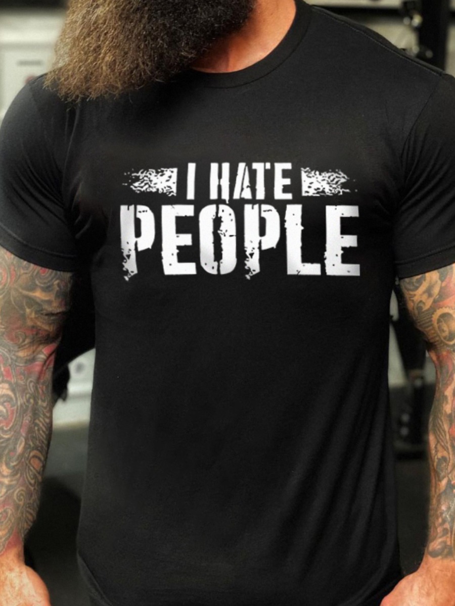 LW Men Pattern Letter T-shirt