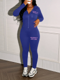 LW BASICS Casual Milk Fiber Hooded Collar Letter Long Sleeve Two-piece Pants Set