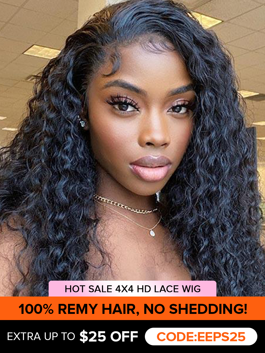 Essential Bouncy Curly Deep Wave Human Hair Wigs Glueless Lace Front